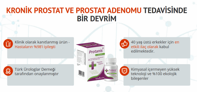 Protanis prostat kapsülleri Türkiye ürün görseli. Protanis kapsülleri, prostat fonksiyonlarını desteklemeye, serbest radikallere karşı hücreleri korumaya ve genel erkek sağlığını güçlendirmeye yardımcı olabilir.